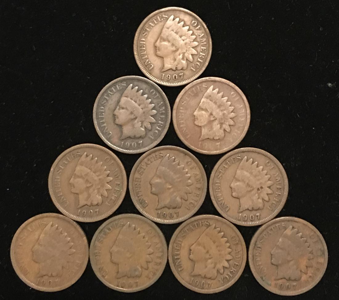 Collection of 10 Indian Head Cents (1 of 2)