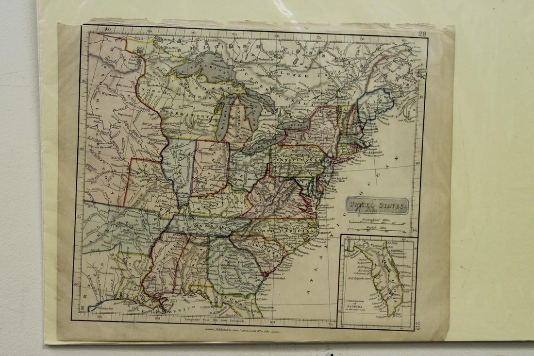 Map of the US: Cartographer: S. Arrowsmith Title: Map of the US Medium: Ink on Paper Dimensions: 11" X 8" Map of the US dated either 1799 or 1801. Engraved and published by S. Arrowsmith in Soho England. Hand drawn 