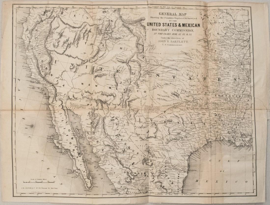 1854 Bartlett Map of Western US and Northern Mexico -- (1 of 1)