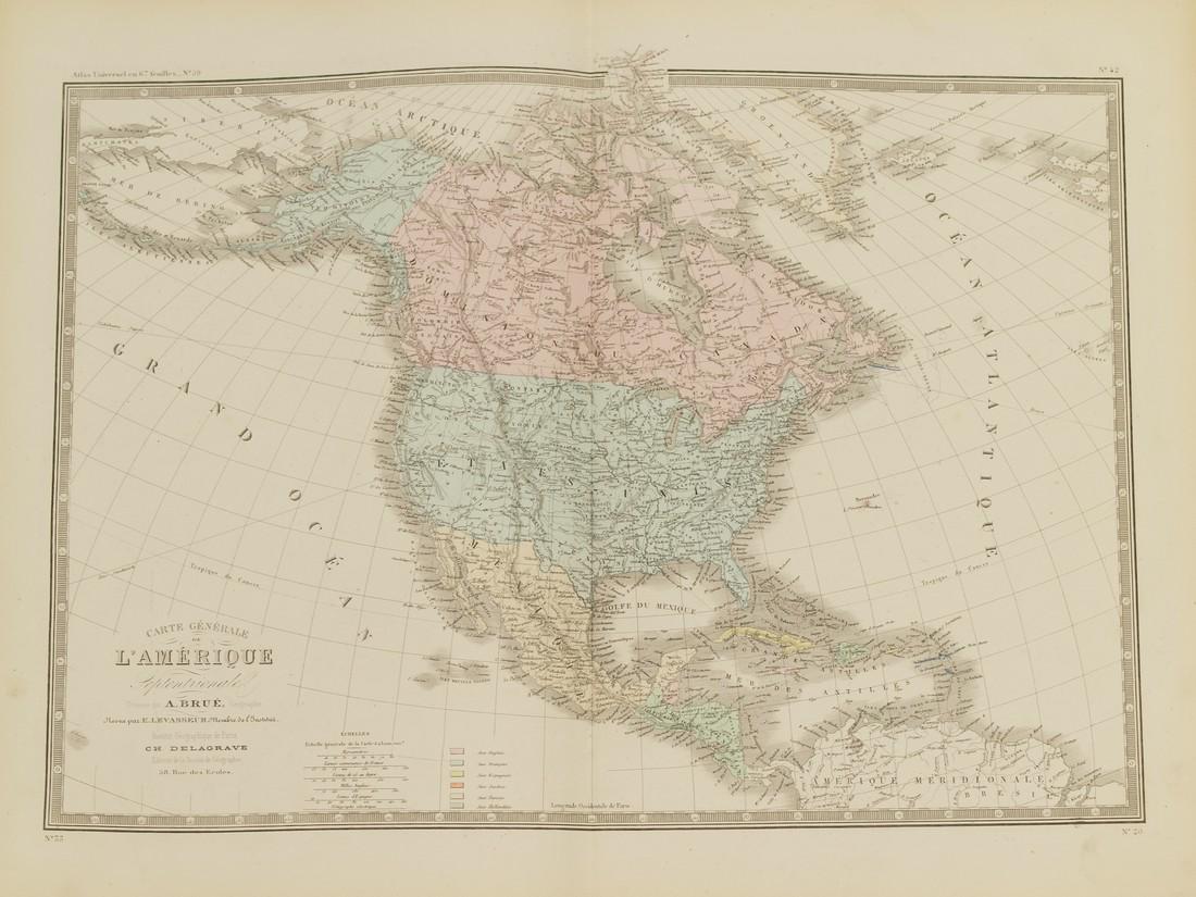 Map of North America 1875 Brue etching on steel (1 of 7)