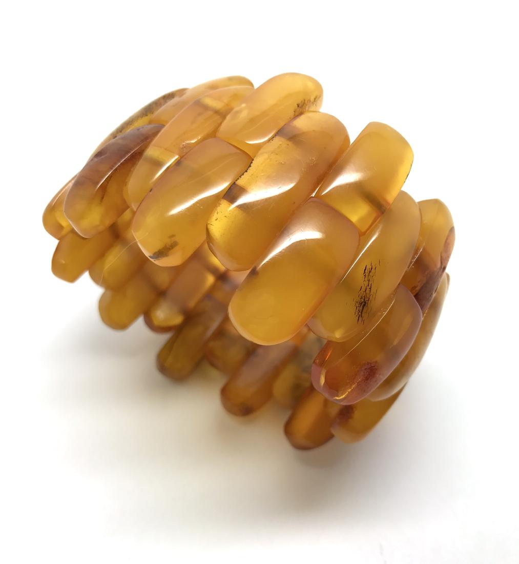 Antique rare cut Baltic amber cabochons bracelet 53.2 (1 of 9)
