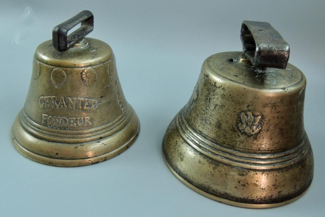 Antique Swiss Brass Cow Bells, Pair