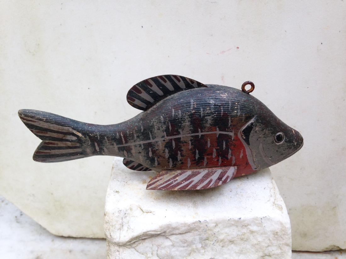 C1940's Folk Art Wood & Tin Fish Decoy Original Paint (1 of 6)