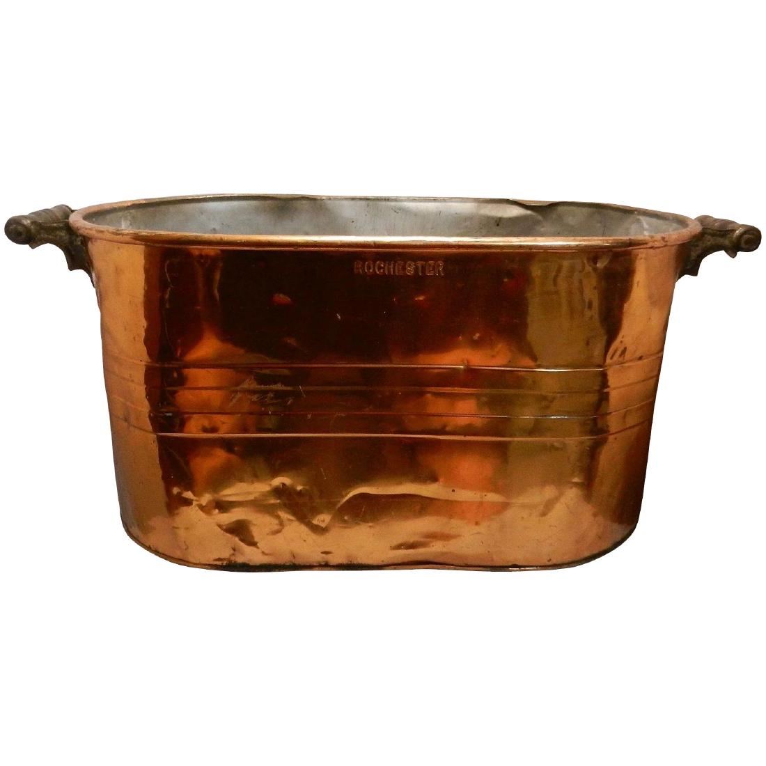 Rochester Copper Boiler Wash Tub with Wooden Handles