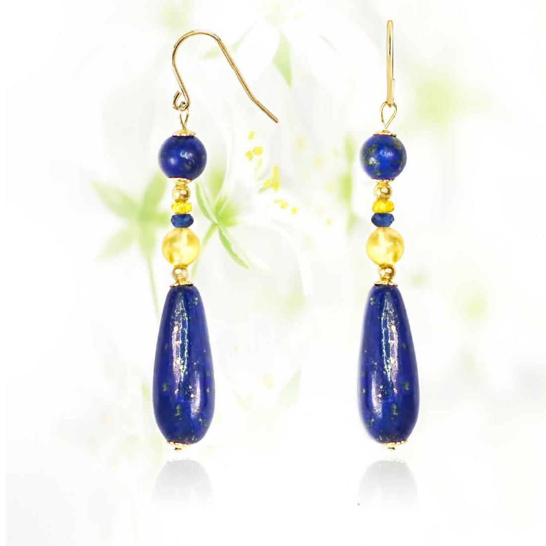 14K Lapis Lazuli Earrings with Multi-Coloured (1 of 3)