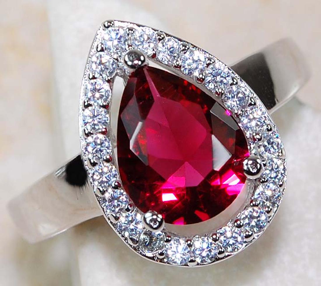 2CT Ruby & White Topaz 925 Solid Genuine Sterling (1 of 2)