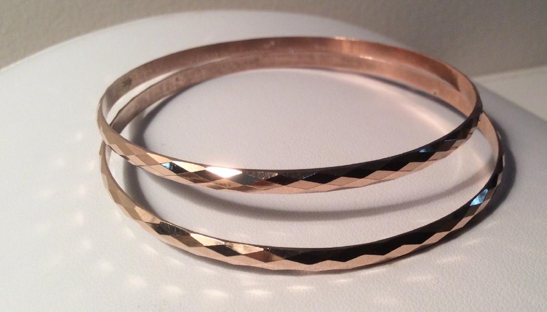 PAIR 14K ROSE GOLD BANGLE BRACELETS RETRO C:1930-1950 (1 of 1)