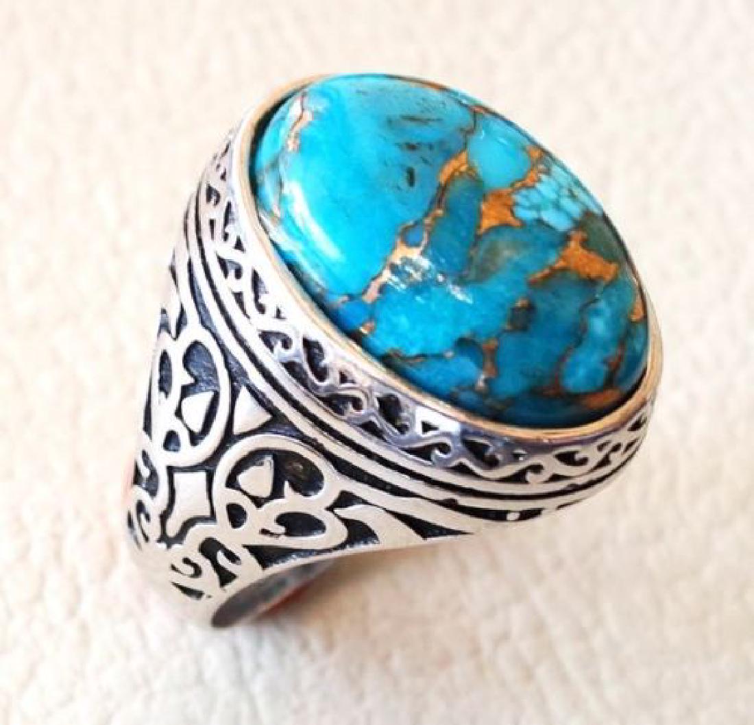 Copper Blue Turquoise 925 Silver Ring (1 of 3)