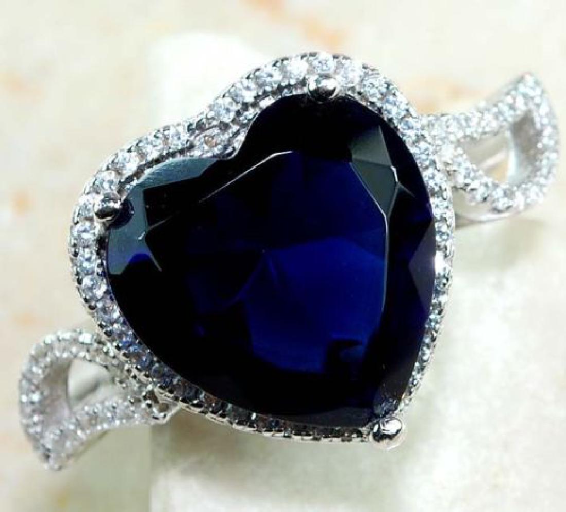 5CT Blue Sapphire & Topaz 925 Solid Sterling Silver (1 of 2)