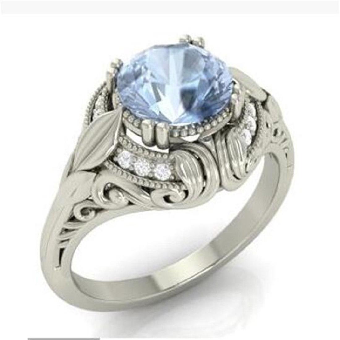 1.20Ct blue topaz 925 Solid Sterling Silver Ring (1 of 2)