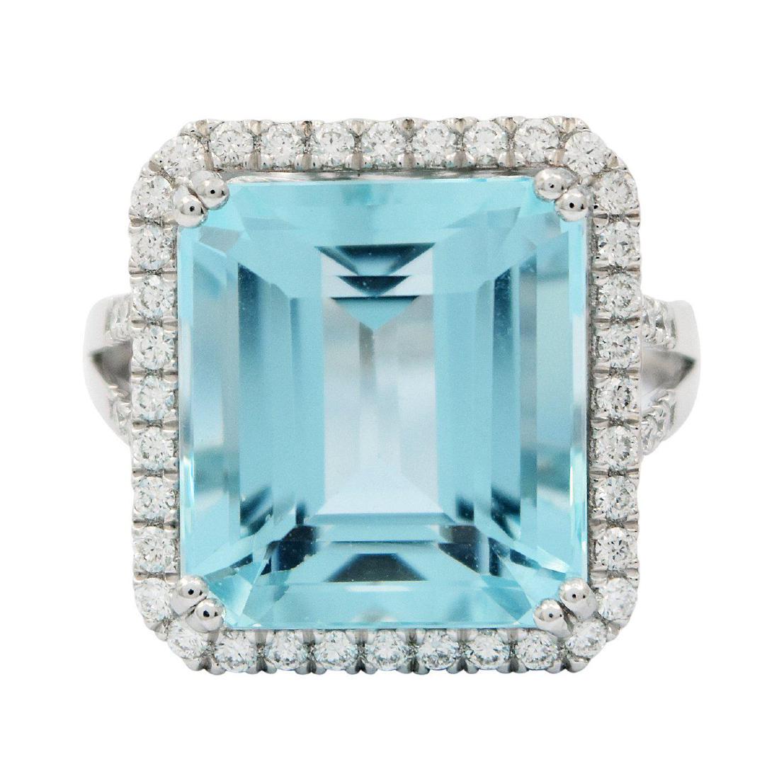 12.87ct Aquamarine and 0.67ctw Diamond Ring (GIA (1 of 5)