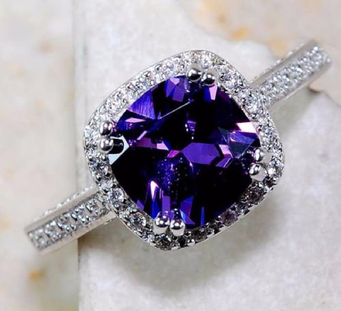 beautiful 2CT Amethyst & White Topaz Ring Sz 6 925 (1 of 3)