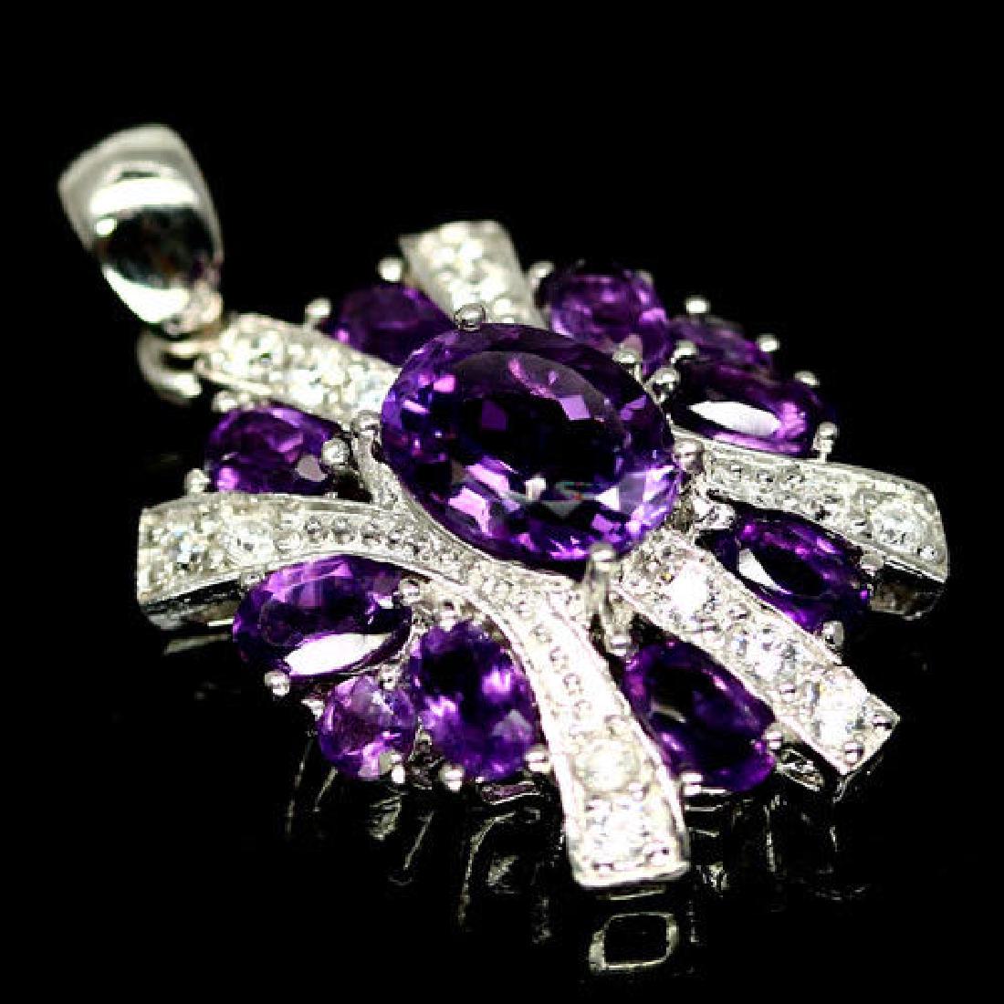 AMETHYST & CZ PENDANT 925 SILVER STERLING WHITE GOLD (1 of 3)