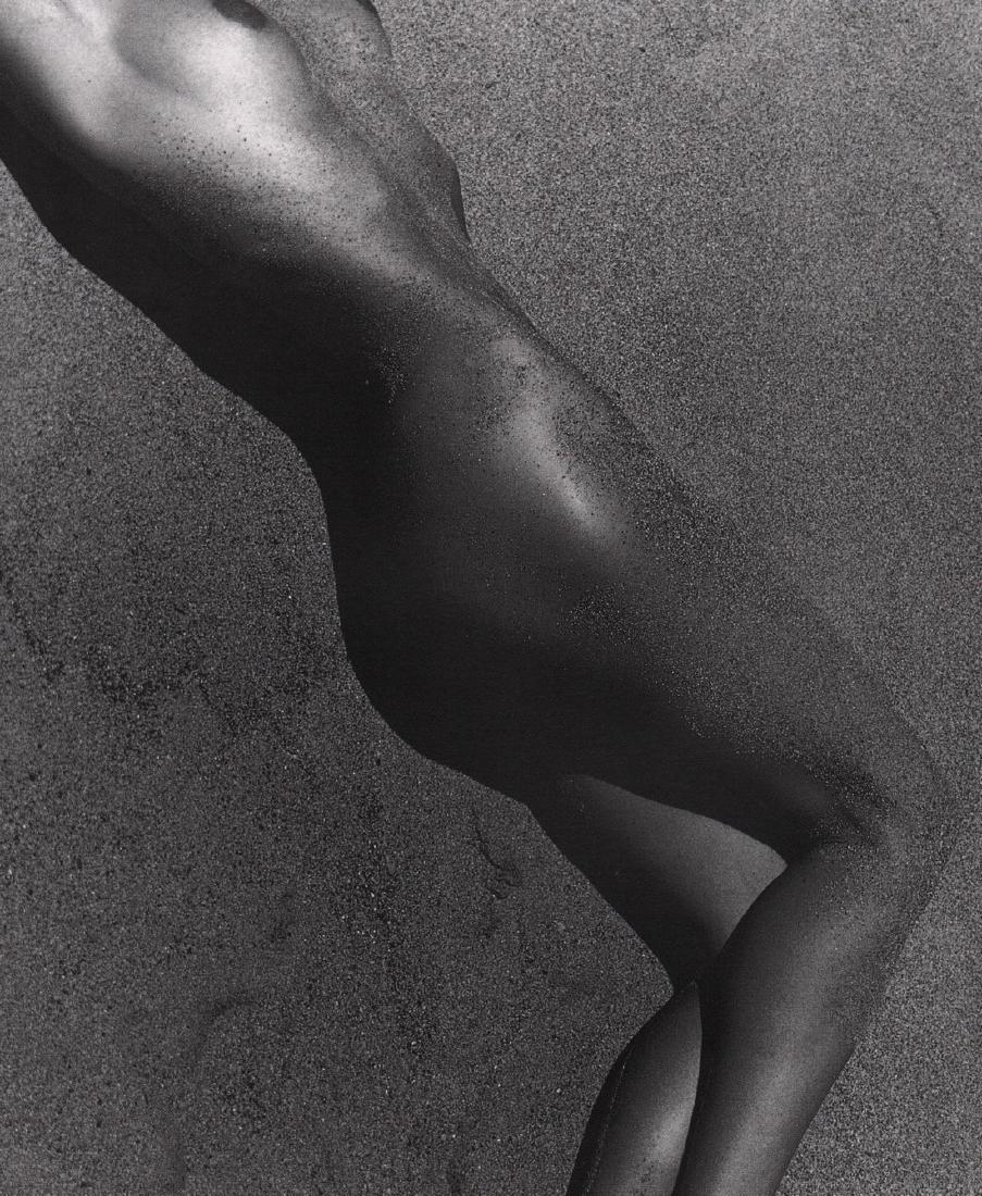 HERB RITTS - Carrie in Sand, Paradise Cove, 1988: Artist: HERB RITTS Print Title: Carrie in Sand, Paradise Cove, 1988 Printing Date: 1991 Medium: PhotoLitho Printed in: Japan Image Size: approx. 8.5 x 7” Herbert "Herb" Ritts Jr. was an American fas