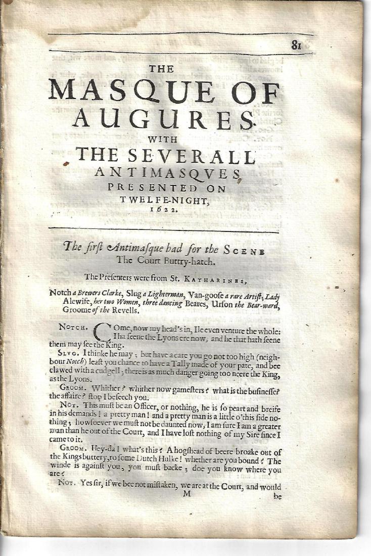 1650 Ben Jonson Masques Twelfe-Night (1 of 2)
