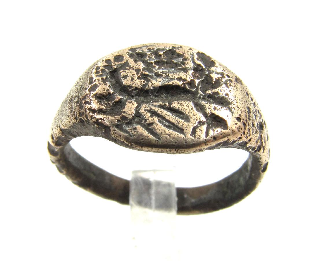 Medieval Viking Era Bronze Ring with Flying Beast (1 of 4)