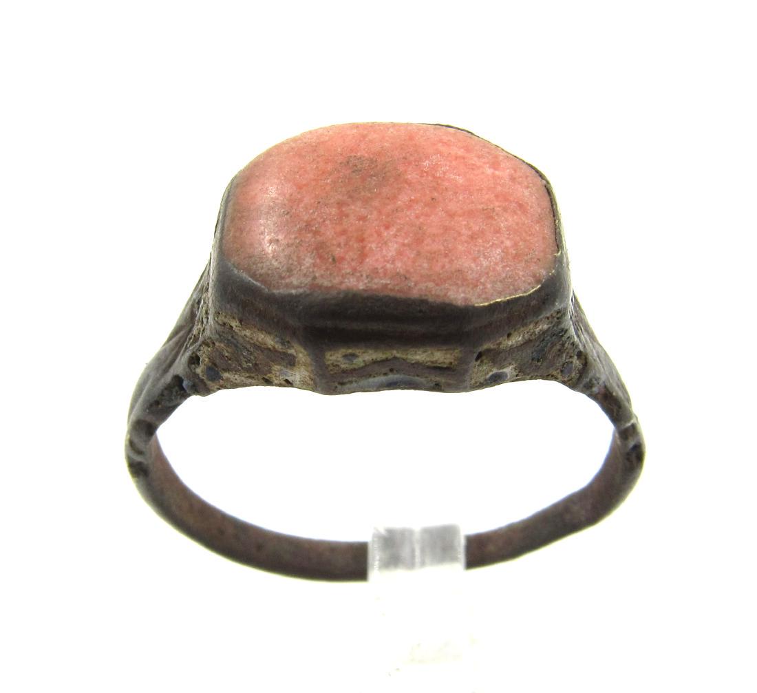 Late Medieval Tudor Era Bronze Ring with Enamel (1 of 3)