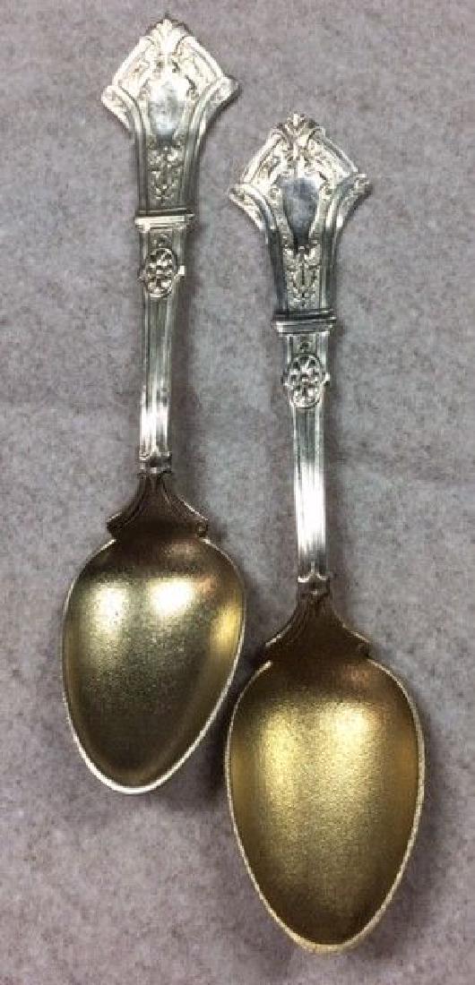 George Sharp Unknown Pattern Pair (2) Demitasse Spoons,: Pair Demitasse Spoons by George Sharp, Coin Silver Unknown pattern demitasse spoons. The spoon measures approximately 4 1/16" long, the spoons are stamped "PATENT" along with the George Sharp logo. Th
