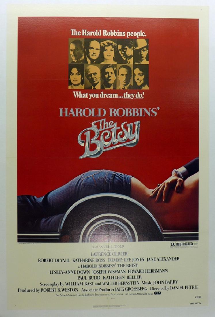 The Betsy 1978 Poster: The Betsy 1978 movie starring Laurence Olivier, Robert Duvall, Katherine Ross, Tommy Lee Jones and Jane Alexander; from the book by Harold Robbins 1978 Full sheet format of 27.25" x 41" Please note th