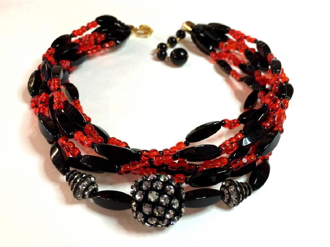 William DeLillo Multistrand Orange-Jet Black Necklace (1 of 1)