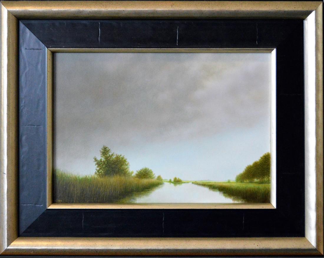 Gerrie Wachtmeester Stilte Voor De Storm: GERRIE WACHTMEESTER Stilte voor de storm Oil on panel 33,5x47,5 cm Paintng. One of the best Dutch fine art painters. Comes with beautiful frame. Hand signed by the Artist. Come with very nice frame. P