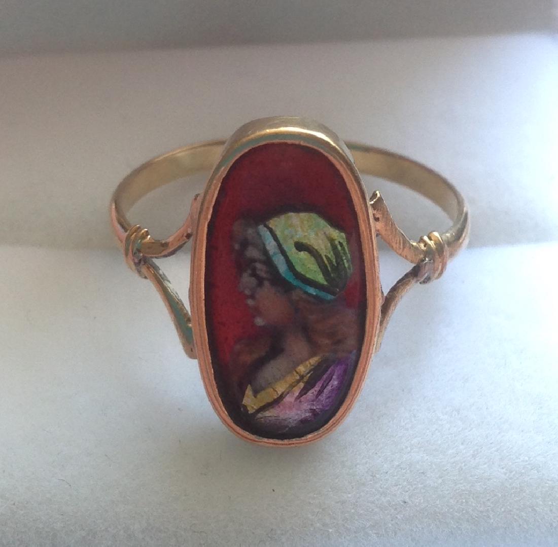 18kt Antique French Signed Limoges Enamel Ring (1 of 9)