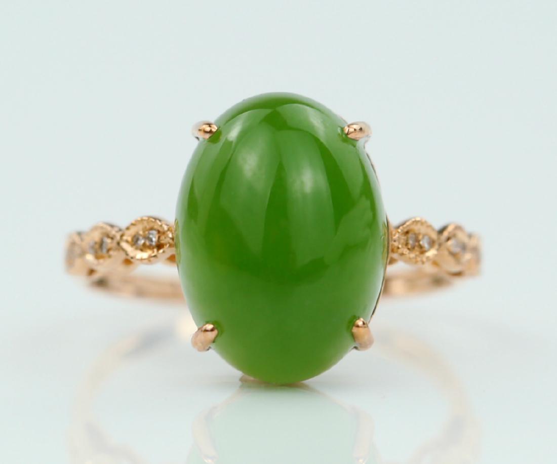 Certified-18k rose gold ring with Jade (1 of 7)