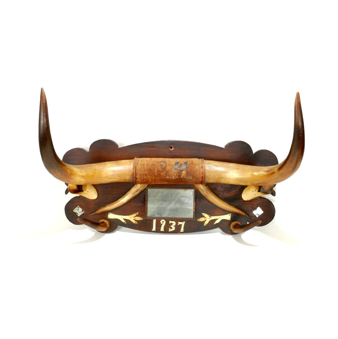 Steer Horn Hat Rack from Wyoming dated 1937 (1 of 3)