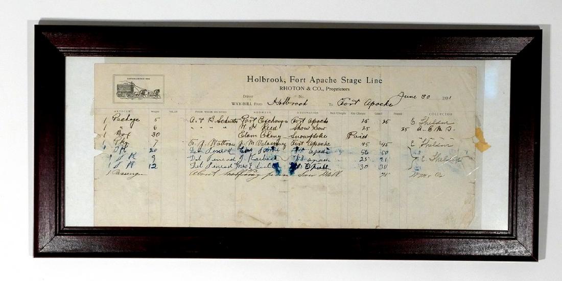 Framed Holbrook Az, to Fort Apache Stage Lines 1901 (1 of 2)