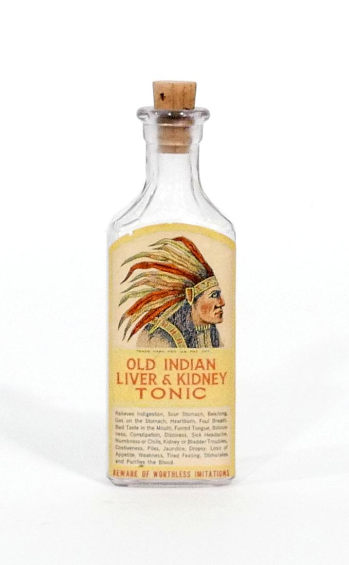 Old Indian Liver and Kidney Tonic bottle: Old Indian Liver and Kidney Tonic bottle Dimensions: 5" Tall Quack Medicine Please note that this lot has a confidential reserve. When you leave a bid in advance of the auction, submit your maximum. T