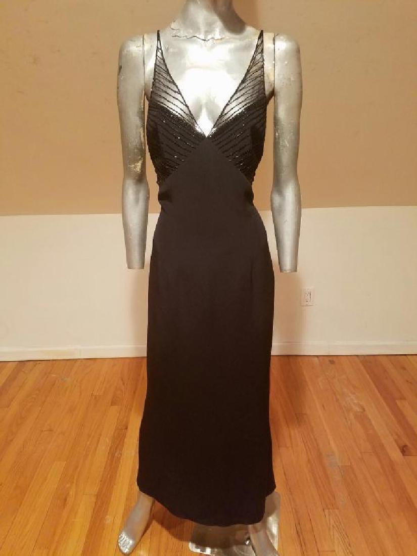 Jovani couture black embellished maxi gown low open (1 of 7)
