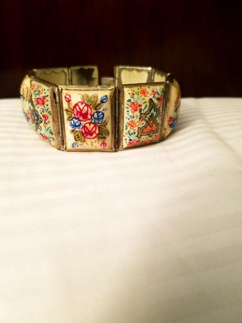 Hand painted vintage Persian 8 panel silver covered (1 of 10)