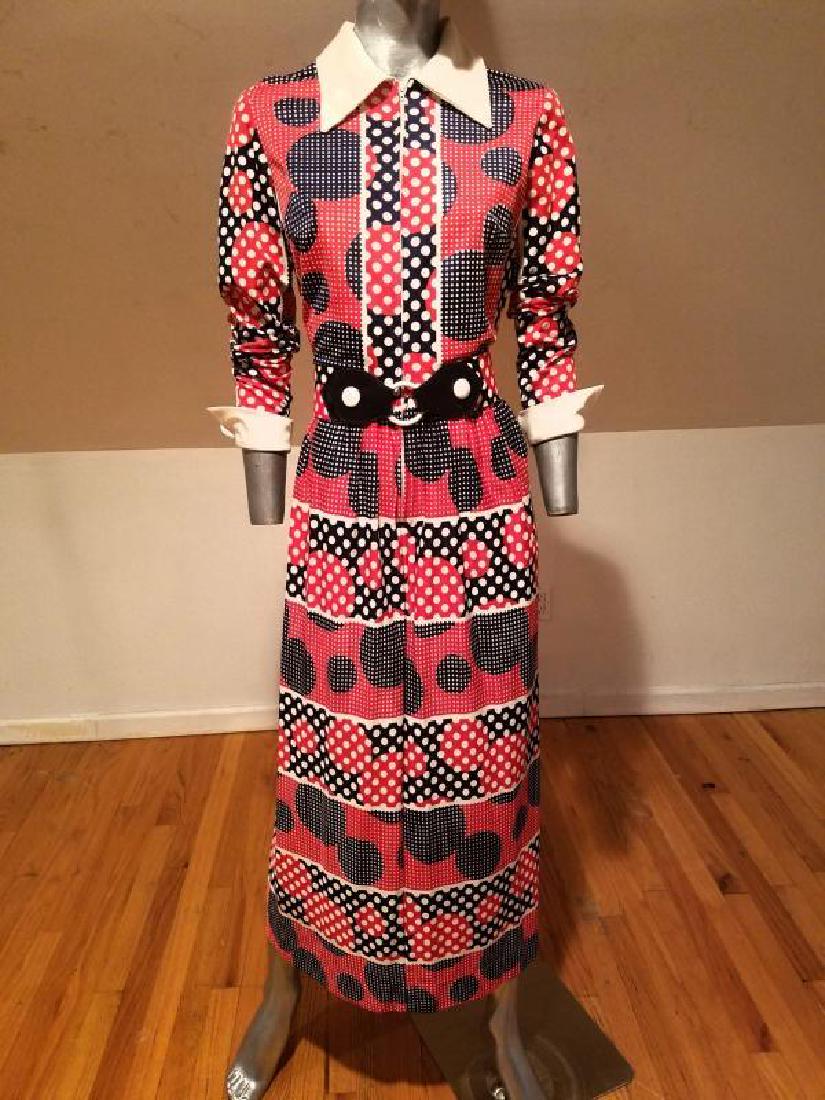 Vtg Maxi mod Op Art print Nancy Greer NY dress patent (1 of 6)