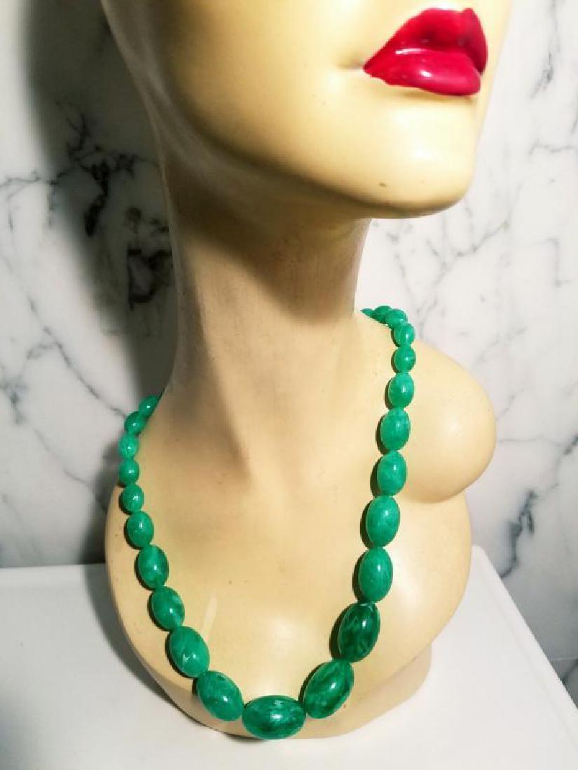Vtg 1940's Celluloid Necklace green spring beads brass (1 of 7)