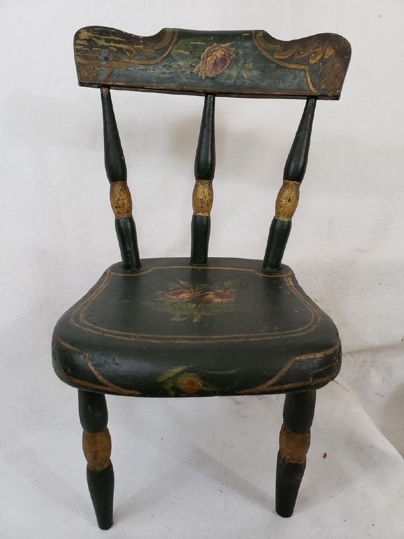 PA Paint Decorated Dolls Chair Ca 1860-1870 (1 of 6)
