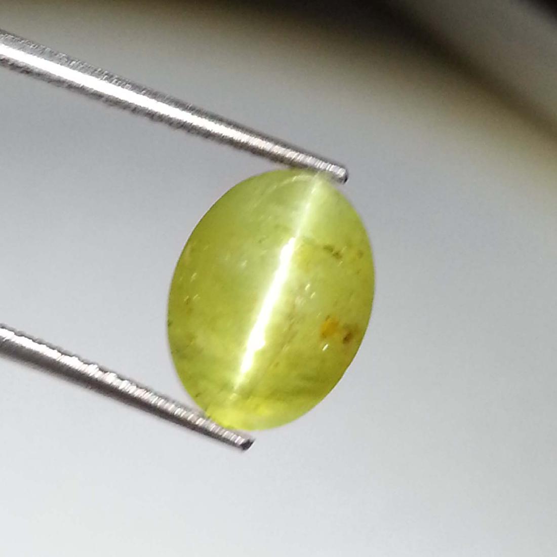 Top Grade Apatite cat's Eye - 4.80 ct: Item: Top Grade Apatite cat's Eye - 4.80 ct Loose gemstone Color/Clarity: Semi -Transparent Carat Weight: 4.8 Size (mm)10.68 x 8.25 x 6.80 Oval - Jharkhand No Reserve: This lot starts at $1 and has no