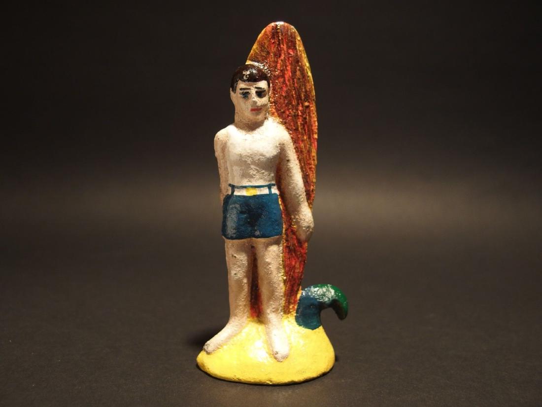 Cast Iron Male Surfer Beach Beer Bottle Opener: 4 1/2" Tall Well made reproduction antique cast iron male surfer bottle opener. Nice detailed casting.. good heavy solid piece.. Please note that this lot has a confidential reserve. When you leave a 