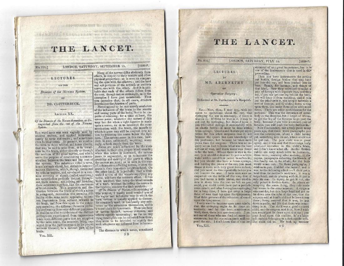 1826 Two Issues Lancet Medical Journal London (1 of 2)