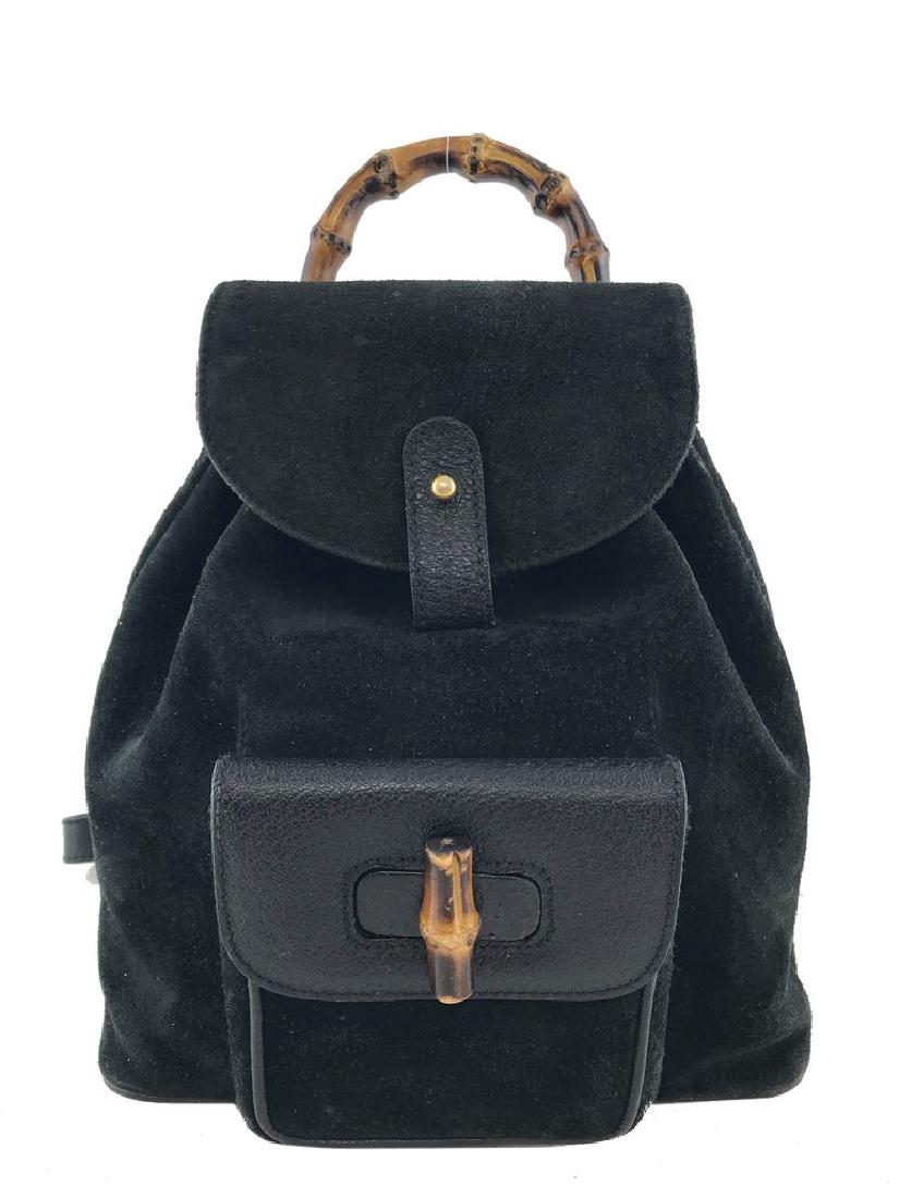 Gucci Vintage Small Suede Bamboo Drawstring Backpack (1 of 17)