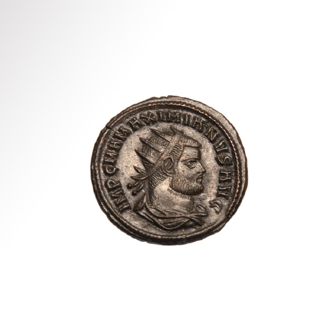 Maximian silvered Antoninianus Coin, Jupiter presents (1 of 2)