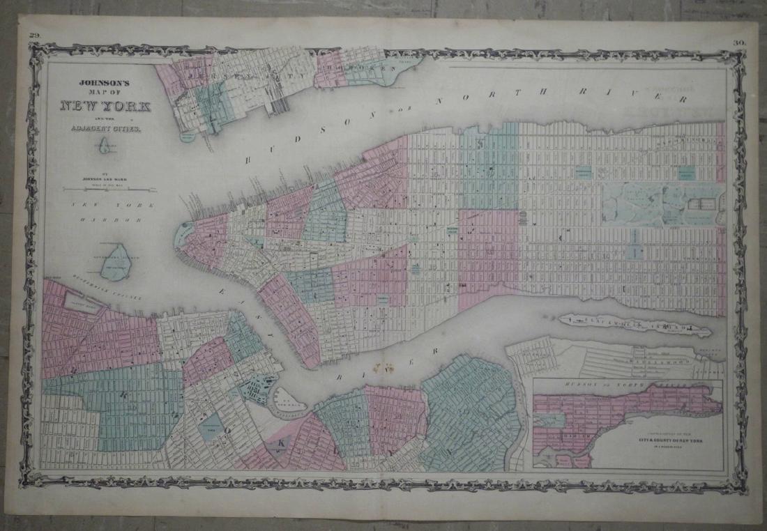 Johnson's Map of New York and Adjacent Cities. (1 of 1)