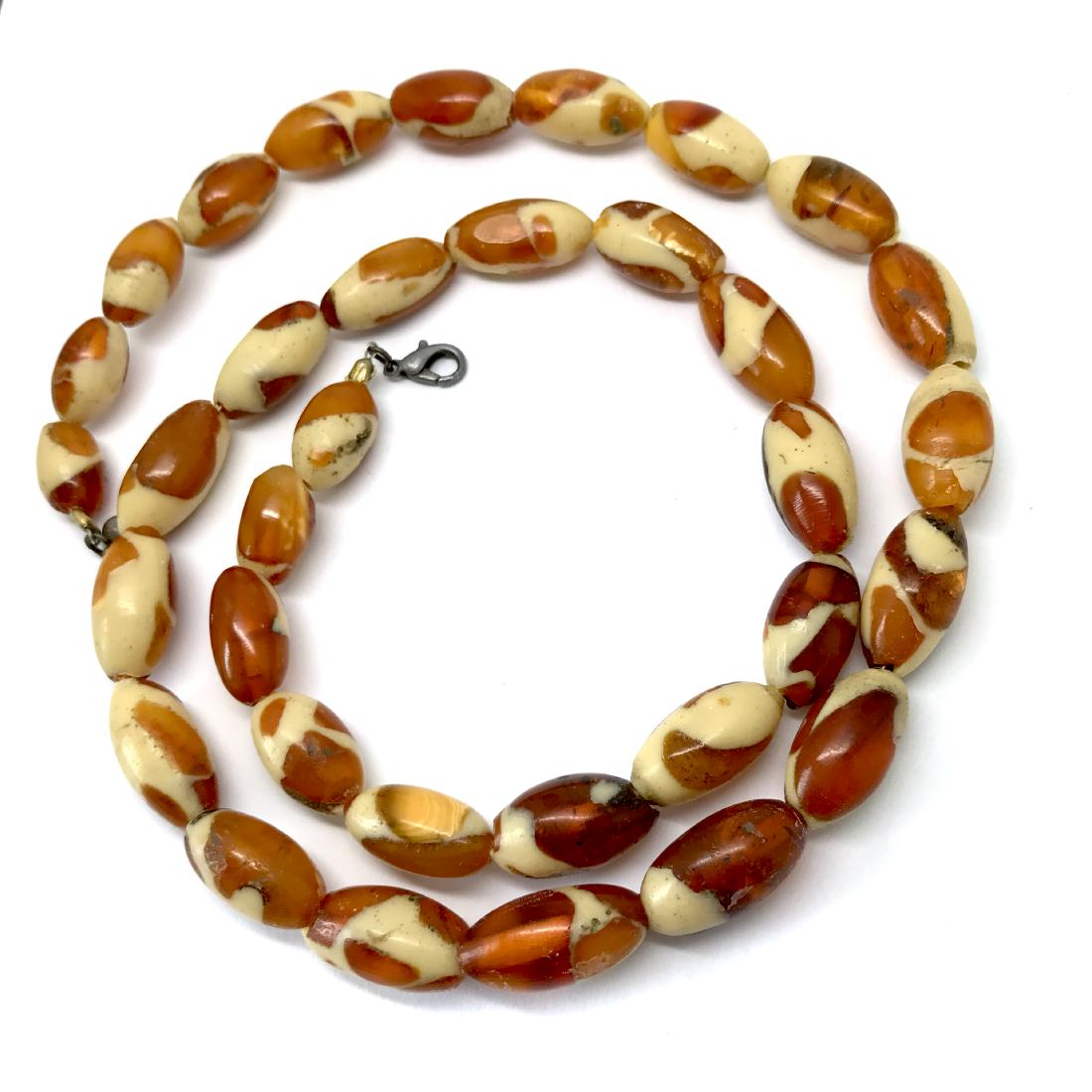 Antique Baltic amber enamel necklace olives 13-17mm (1 of 9)