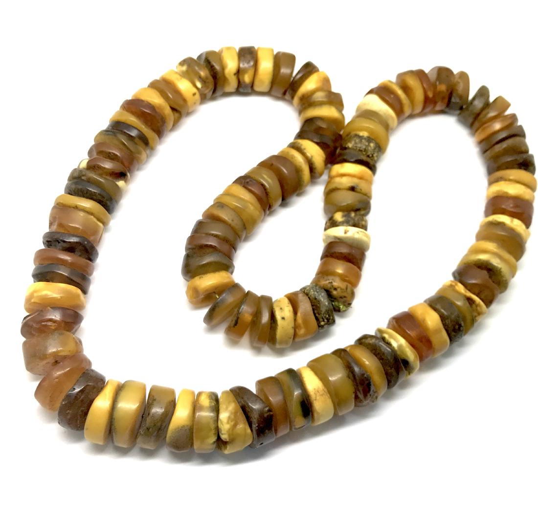 Antique Baltic amber necklace doughnuts ø14.5-17mm 62cm (1 of 8)