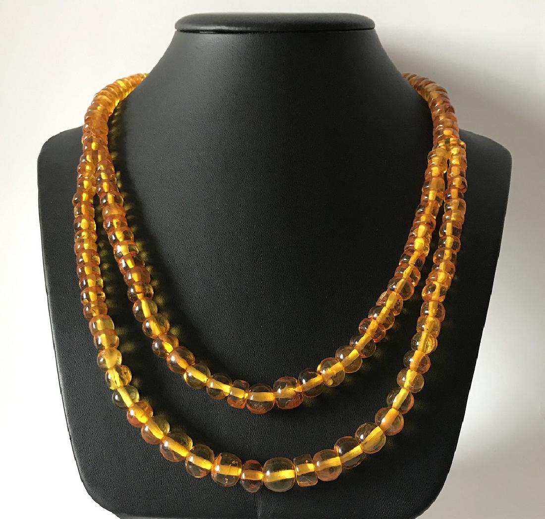 Antique Baltic amber fly inclusion necklace 2-line (1 of 8)