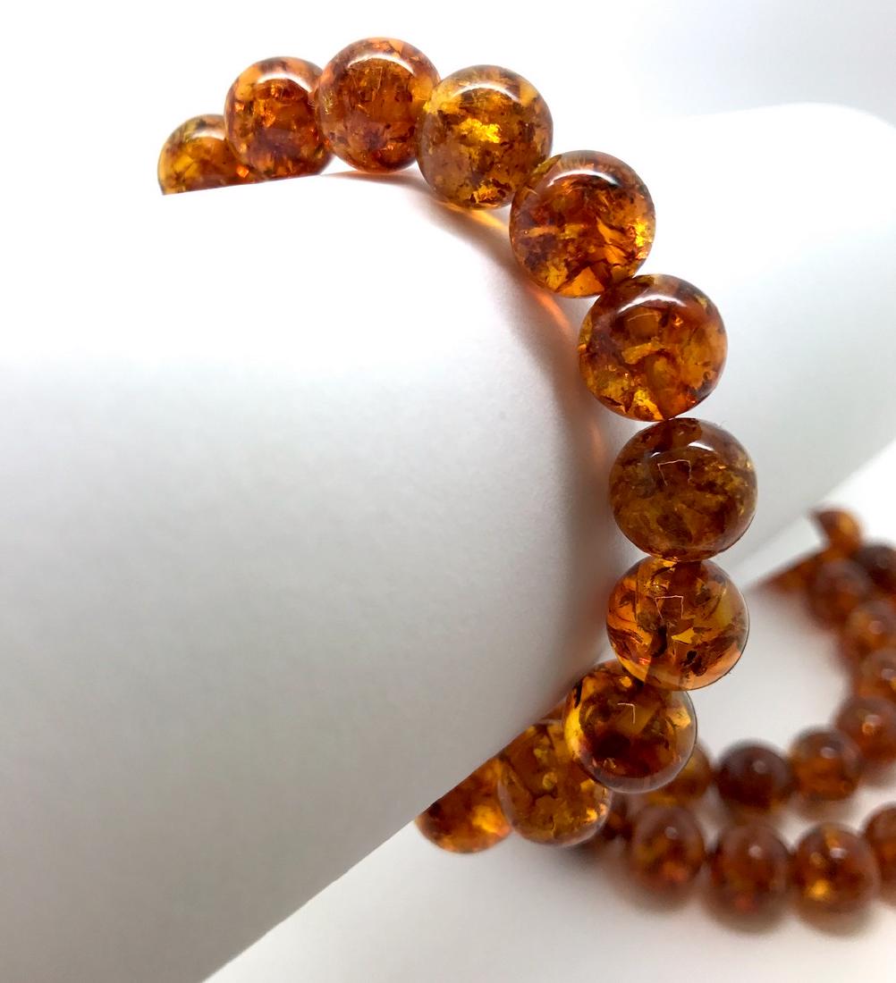 Baltic amber set necklace bracelet cognac beads ø10mm, (1 of 4)