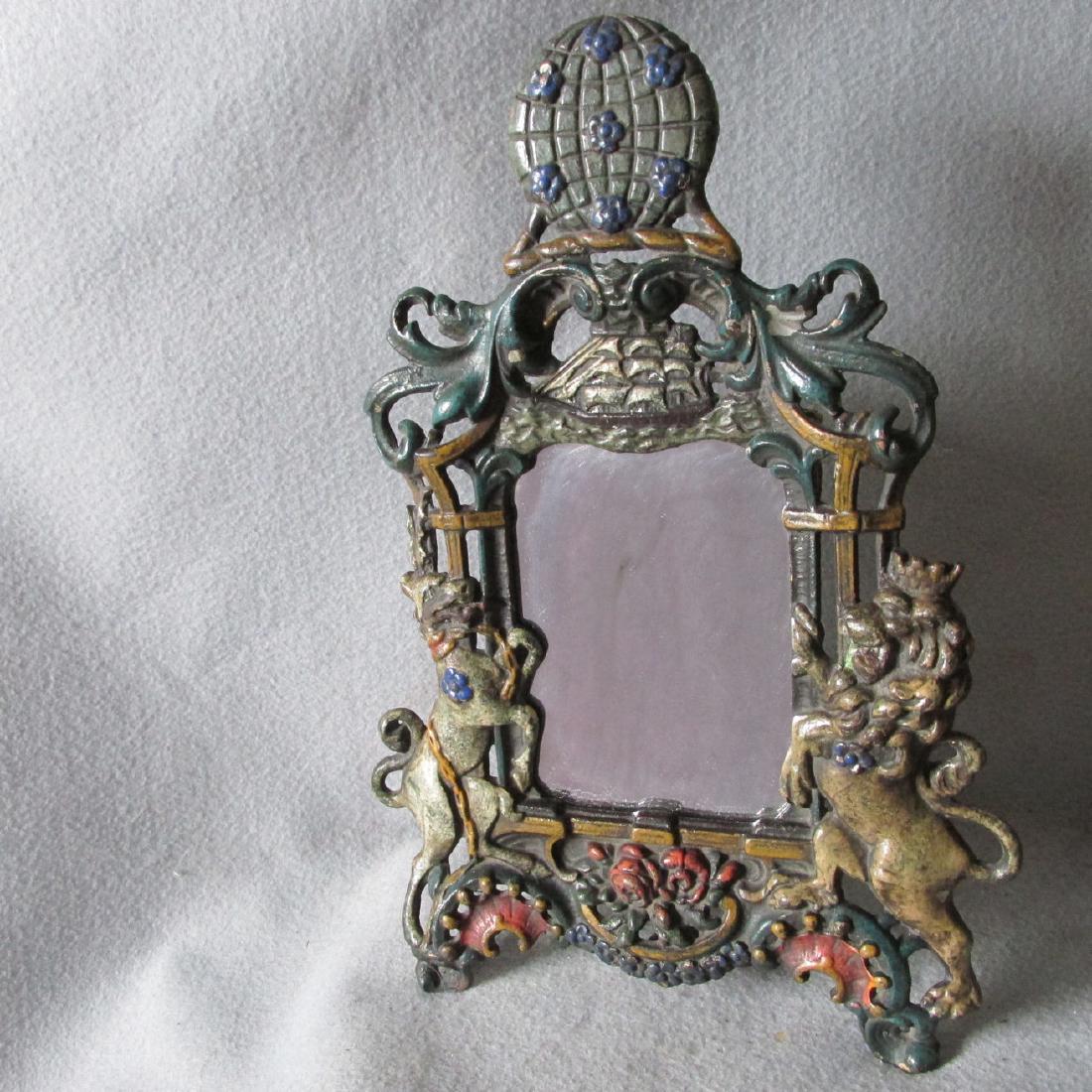 Antique Mirror, Picture Frame with Unicorn, Rampant (1 of 5)