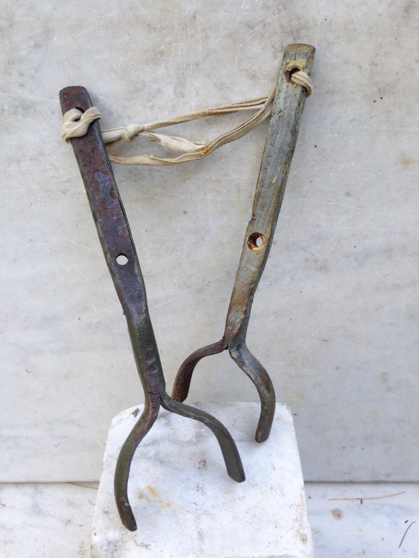 Pair 19thc Hand Forged Rowboat Oarlocks With Old Paint (1 of 8)