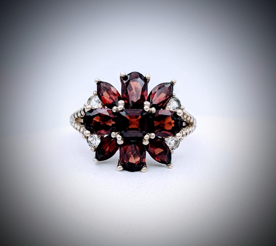 Sterling Silver Clustered Almandine Garnet Ring (1 of 3)