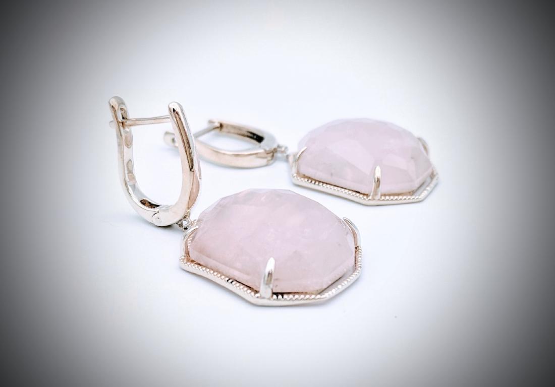 Sterling Silver Rose Quartz Earrings (1 of 3)