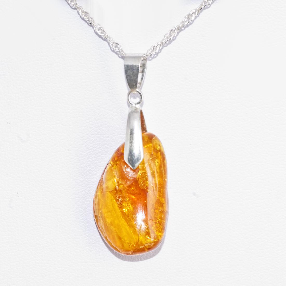Necklace with Vintage Raw Amber Cabochon (1 of 3)